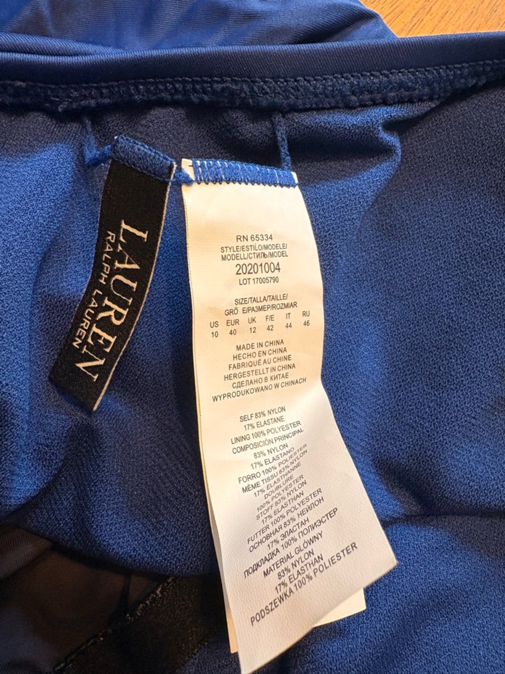 Ralph Lauren Royal Blue One-Shoulder Ruched Swimsuit - Picture 4 of 4